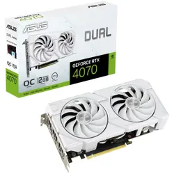 ASUS Video Card NVidia Dual GeForce RTX 4070 EVO White OC Edition 12GB GDDR6X (DUAL-RTX4070-O12G-EVO-WHITE) VGA, PCIe 4.0, 1xHDMI 2.1a, 3xDisplayPort 1.4a