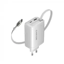 CANYON charger OnCharge 65RC Build-In Cable USB-C 65W 1xPD 1xQC EU White