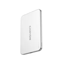 CANYON OnPower 503 Air 3000mAh Ultra-Slim Magnetic Wireless Power Bank, Full Metal Body, 5.8mm Thin Design, USB-C Charging, Silver