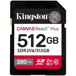 Kingston 512GB SDXC Canvas React Plus SDXC UHS-II 280R/150W U3 V60, EAN: SDR2V6/512GB