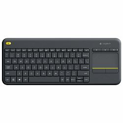 Logitech K400+, bežična tipkovnica s dodirom, crna