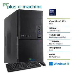 PCPLUS e-machine Core Ultra 5 225 16GB 1TB SSD Windows 11 Pro tipkovnica miška namizni računalnik