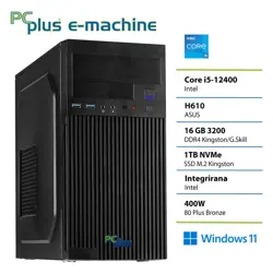 PCPLUS e-machine i5-12400 16GB 1TB Windows 11 Home namizni računalnik
