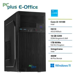 PCplus e-Office i3-14100 16GB 1TB Windows 11 Home namizni računalnik