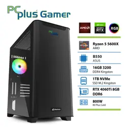 PCPLUS Gamer Ryzen 5 5600X 16GB 1TB NVMe SSD RTX 4060Ti 8GB gaming namizni računalnik