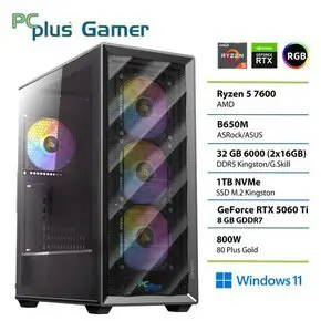 PCPLUS Gamer Ryzen 5 7600 32GB 1TB SSD RTX 5060Ti 8GB gaming namizni računalnik