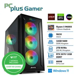 PCPLUS Gamer Ryzen 5 9600X 32GB 2TB SSD RTX 5070 12GB Windows 11 Home + Xbox GP gaming namizni računalnik