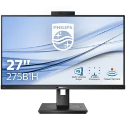 PHILIPS Monitor 275B1H 27 IPS, 16:9, 2560x1440 (QHD), 75Hz, 4ms, 350 cd/m2, 1000:1, Webcam with microphone, 1xDVI, 1xHDMI, 1xDP, USB hub, 3Wx2, Full Ergo, vesa, Black