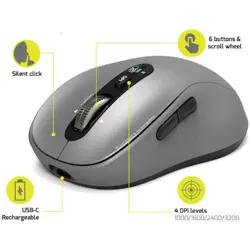 Port miš EXPERT Bluetooth &amp; MAC, punjivi, sivi