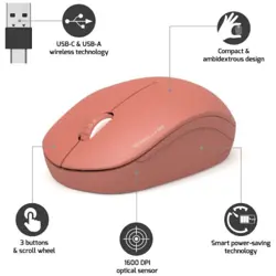 Port miš OFFICE bežični USB-A/USB-C, narančasti