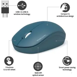 Port miš OFFICE bežični USB-A/USB-C, plavi