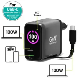 Port zidni punjač 100W type C,GaN2+USB-C kabel 2m