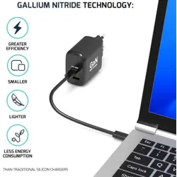 Port zidni punjač GaN 65W USB-C/USB-A, crni