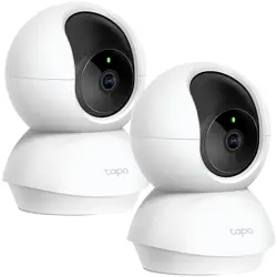 Tapo C2 Pan/Tilt Home Security Wi-Fi Camera, 2-Pack, 1080p, 2.4 GHz, Horizon.360º, Motion Detection and Notifications, Sound and Light Alarm, Remote Control, Two-Way Audio, Voice Control (Works with G