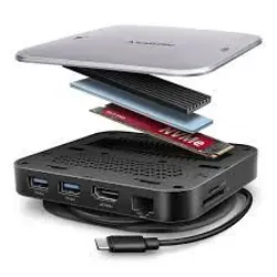USB HUB 2xUSB 3.2 (USB-A), SATA/NVMe M.2, HDMI, SD/microSD, HMC-UFO