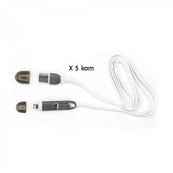 SBOX kabel USB za android i iPhone bijeli, 5 kom