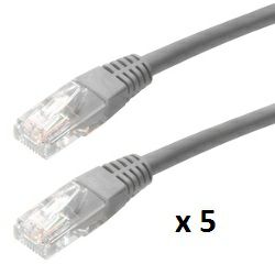 SBOX patch kabel UTP Cat 5e, 2m, sivi, 5 kom