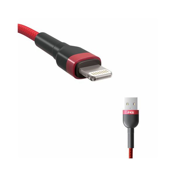 MS CABLE USB-A 2.0->LIGHTNING,1m,crveni