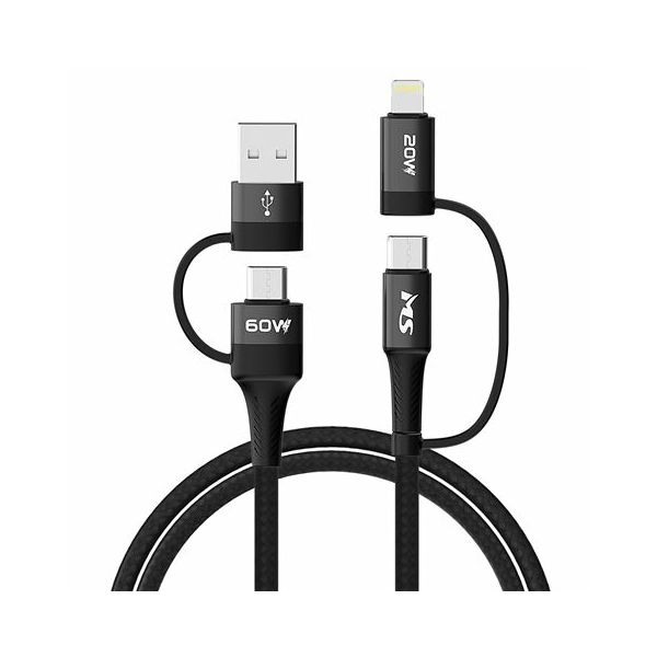 MS CABLE USB-A/C ->Type C/Lightning, 4-1, PD, 1m, MS, black
