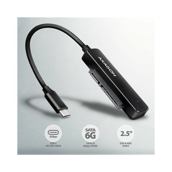 HDD DOD Ladica 2.5" SATA -> USB3.2, Black, ADSA-FP2C, AXA