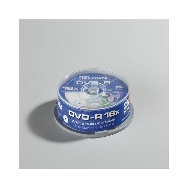 TRAXDATA OPTIČKI MEDIJ DVD-R 16X CAKE25 WHITE FULL PRINTABLE