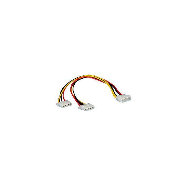 Roline interni Y-naponski kabel, 4-pin M HDD na 2×4-pin F HDD, 0.3m