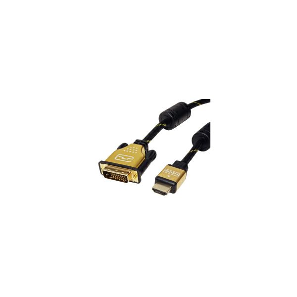 Roline GOLD DVI kabel, DVI-D (24+1) na HDMI (M/M), Dual Link, UHD 4K, 2.0m