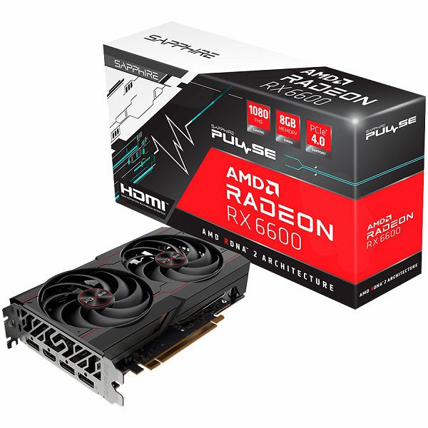 Sapphire Video Card PULSE AMD RADEON RX 6600 GAMING 8GB GDDR6 HDMI / TRIPLE DP