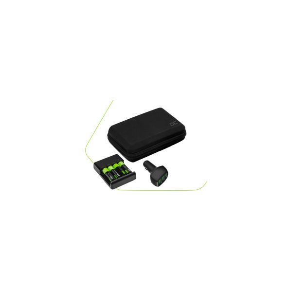 Green Cell auto punjač, putna torbica za dodatke & GC zidni punjač 4xAA Ni-MH 2000mAh punjive baterije