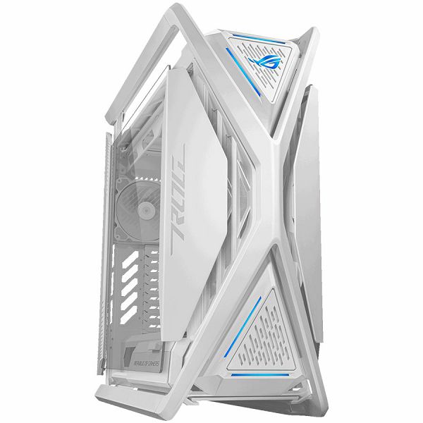 ASUS ROG Hyperion GR701 E-ATX Gaming case White, 420 mm dual radiator support, four 140 mm fans, metal GPU holder, component storage, ARGB fan hub, Aura Sync, Dual USB Type-C ports, 60W fast charging