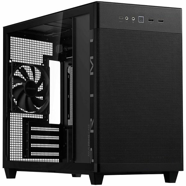 ASUS Prime AP201 Tempered Glass MicroATX Case Black - stylish 33-liter MicroATX case with tool-free side panels, with support for 360 mm coolers, graphics cards up to 338 mm long, and standard ATX PSU