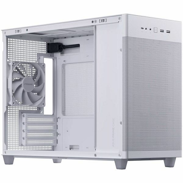 ASUS Prime AP201 MicroATX Case White - stylish 33-liter MicroATX case with tool-free side panels and a quasi-filter mesh, with support for 360 mm coolers, graphics cards up to 338 mm long, and standar