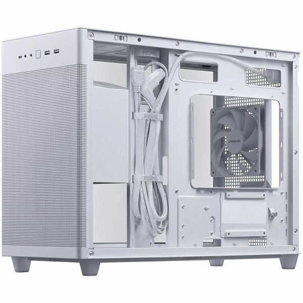 ASUS Prime AP201 Tempered Glass MicroATX Case White - stylish 33-liter MicroATX case with tool-free side panels, with support for 360 mm coolers, graphics cards up to 338 mm long, and standard ATX PSU