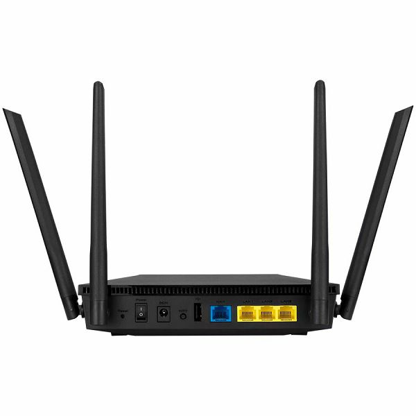 ASUS RT-AX53U AX1800 Dual-Band WiFi 6 (802.11ax) Router supporting MU-MIMO and OFDMA technology, with AiProtection Classic network security powered by Trend Micro, compatible with ASUS AiMesh WiFi sys