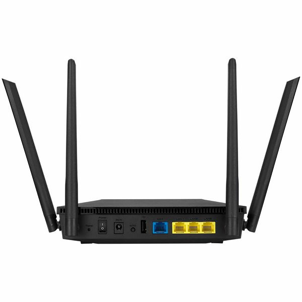 ASUS RT-AX1800U Dual-Band WiFi 6 (802.11ax) Router supporting MU-MIMO and OFDMA technology, with AiProtection Classic network security powered by Trend Micro, compatible with ASUS AiMesh WiFi system