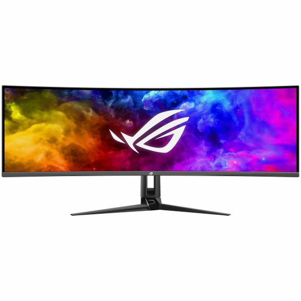 ASUS ROG Swift OLED PG49WCD Curved Gaming Monitor - 49" (5120x1440), Curved QD-OLED panel, 144 Hz, 0.03 ms, G-SYNC compatible, custom heatsink, uniform brightness, ROG Smart KVM, 90 W Type-C, ASUS Dis