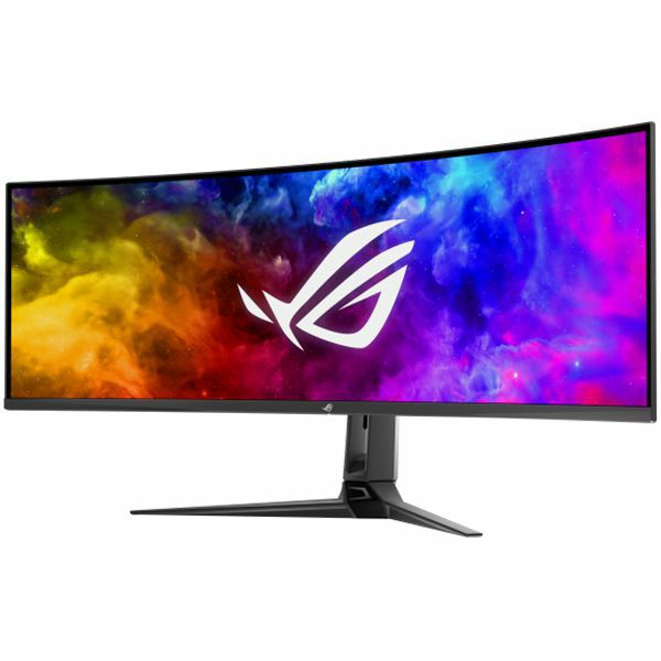 ASUS ROG Swift OLED PG49WCD Curved Gaming Monitor - 49" (5120x1440), Curved QD-OLED panel, 144 Hz, 0.03 ms, G-SYNC compatible, custom heatsink, uniform brightness, ROG Smart KVM, 90 W Type-C, ASUS Dis