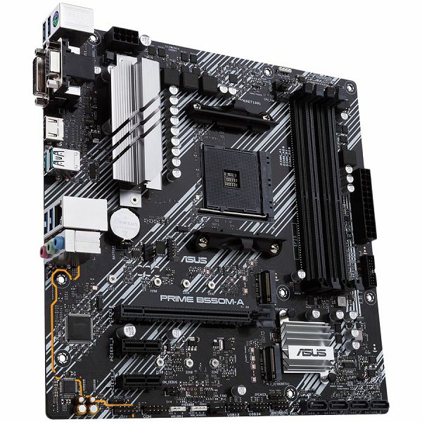 ASUS PRIME B550M-A/CSM AM4 mATX MB - AMD B550 4xDIMM DDR4 2xM.2 4xSATA PCIe 4.0 1Gb Ethernet 1xD-SUB 1xDVI-D 1xHDMI with Aura Sync RGB headers support