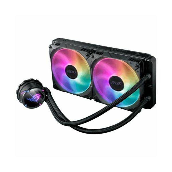 ASUS ROG Strix LC II 240 ARGB all-in-one liquid CPU cooler with Aura Sync and dual ROG 120 mm addressable RGB radiator fans