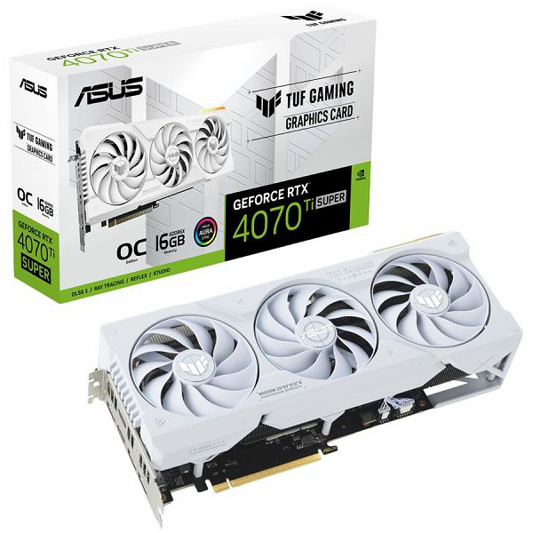 ASUS Video Card NVidia TUF Gaming GeForce RTX 4070 Ti SUPER White OC Edition 16GB GDDR6X VGA with DLSS 3, lower temps, and enhanced durability, PCIe 4.0, 2xHDMI 2.1a, 3xDisplayPort 1.4a