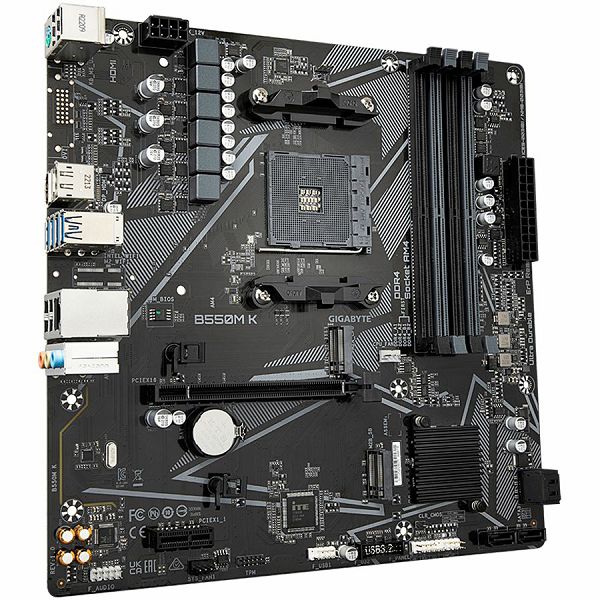 GIGABYTE MB B550 4 x DDR4 PCIe 3.0 2 x M.2 4 x SATA 1 x DisplayPort 1 x HDMI port Micro ATX