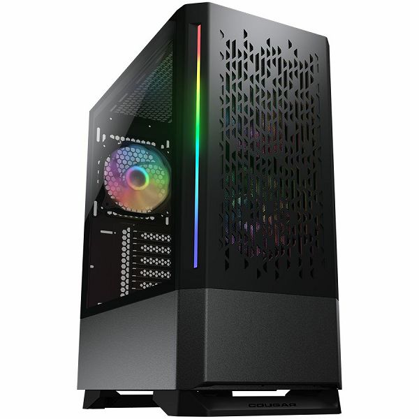 COUGAR | MX430 Air RGB Black | PC Case | Mid Tower / Air Vents Front Panel with ARGB strips / 3 x ARGB Fans / 4mm TG Left Panel