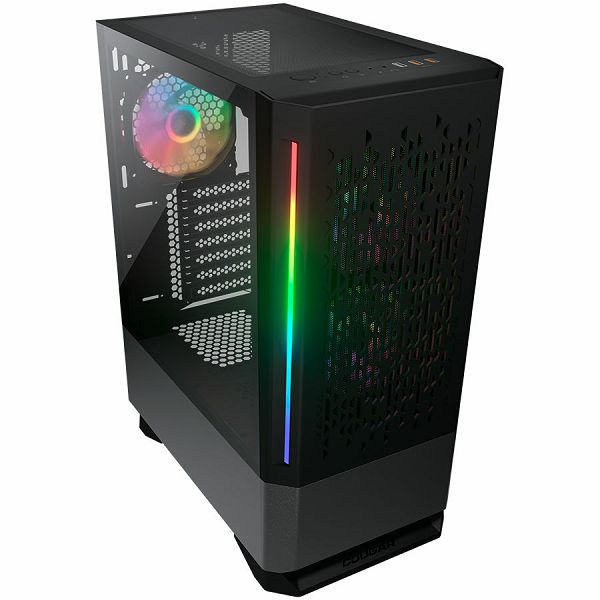 COUGAR | MX430 Air RGB Black | PC Case | Mid Tower / Air Vents Front Panel with ARGB strips / 3 x ARGB Fans / 4mm TG Left Panel