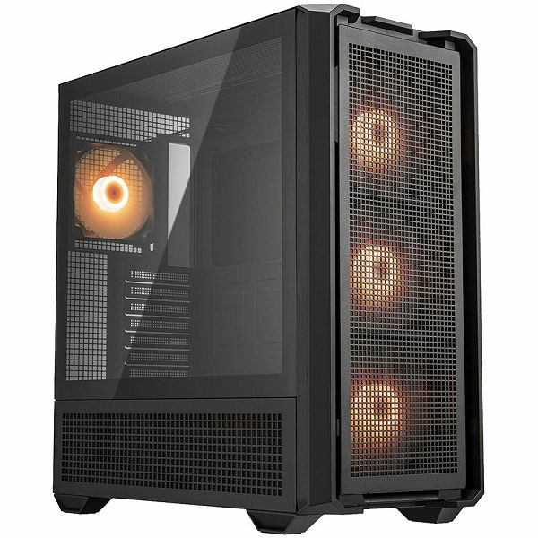 COUGAR | MX600 Black | PC Case | Mid Tower / Mesh Front Panel / 3 x 140mm + 1 x 120mm Fans / Transparent Left Panel