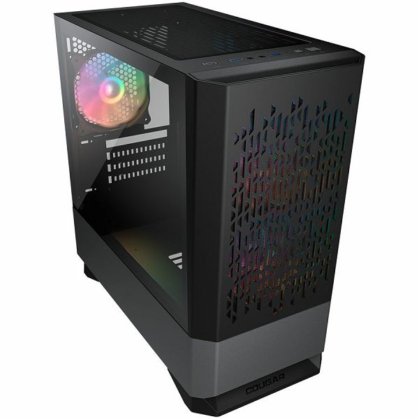 COUGAR | MG140 Air RGB Black | PC Case | Mini Tower / Air Vents Front Panel / 3 x ARGB Fans / 4mm TG Left Panel