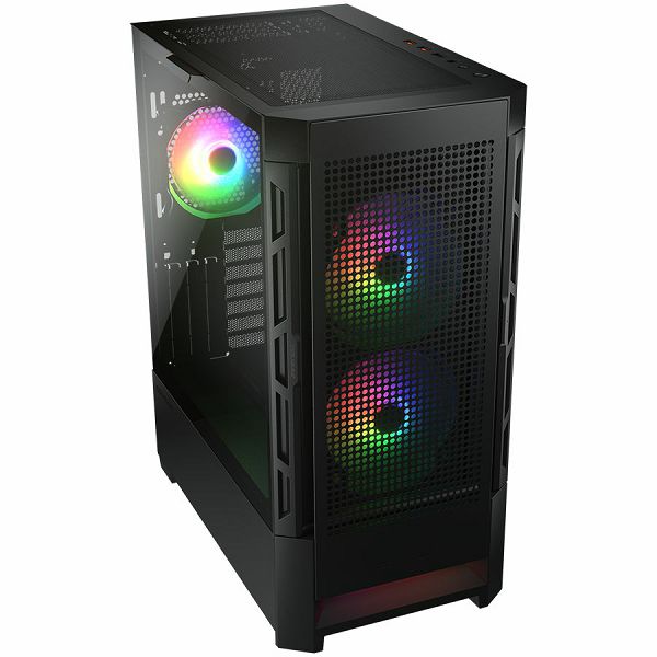 COUGAR | Case Airface RGB Black | PC Case | Mid Tower / Mesh Front Panel / 2 x 140mm ARGB Fans / 1x 120mm ARGB Fan / TG Left Panel / Black