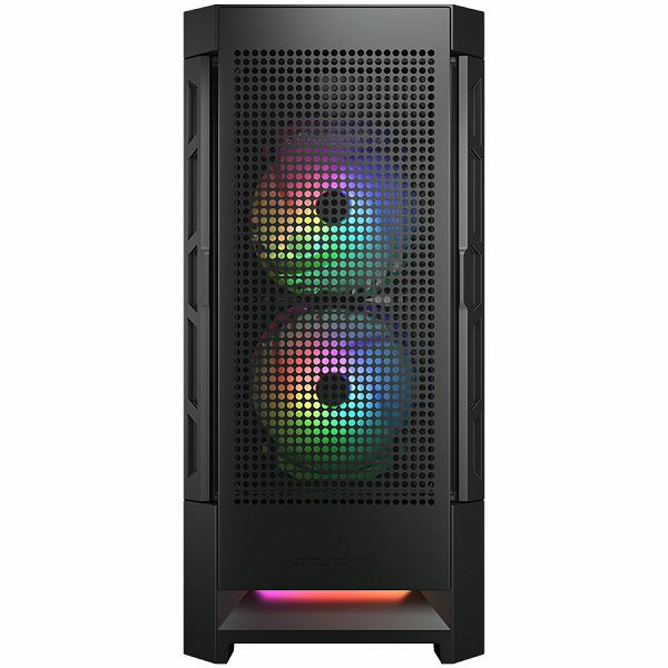 COUGAR | Case Airface RGB Black | PC Case | Mid Tower / Mesh Front Panel / 2 x 140mm ARGB Fans / 1x 120mm ARGB Fan / TG Left Panel / Black