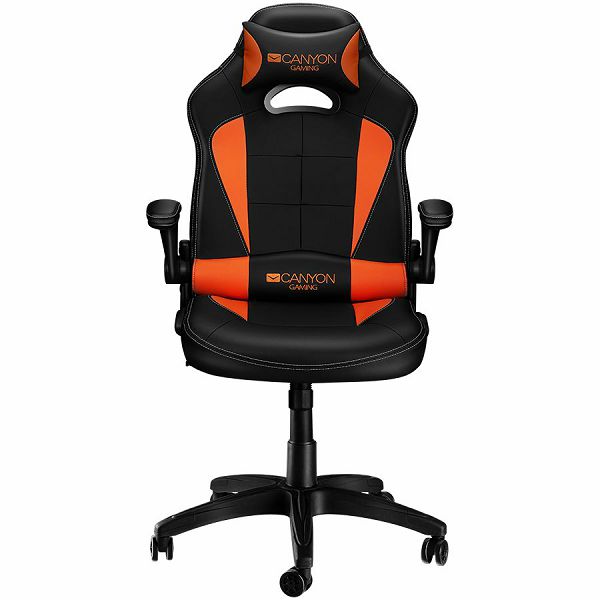 Gaming chair, PU leather, Original and Reprocess foam, Wood Frame, Butterfly mechanism, up and down armrest, Class 4 gas lift, Nylon 5 Stars Base,50mm PU caster, black+Orange.