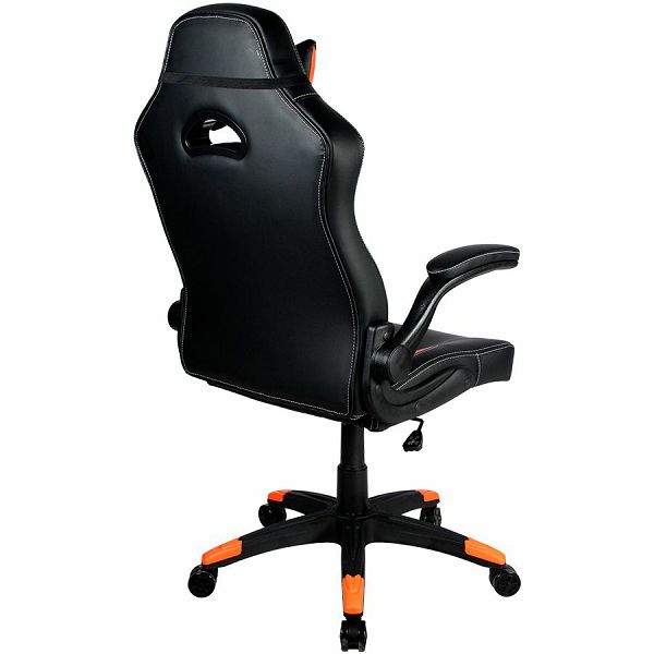 Gaming chair, PU leather, Original and Reprocess foam, Wood Frame, Butterfly mechanism, up and down armrest, Class 4 gas lift, Nylon 5 Stars Base,50mm PU caster, black+Orange.