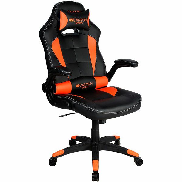 Gaming chair, PU leather, Original and Reprocess foam, Wood Frame, Butterfly mechanism, up and down armrest, Class 4 gas lift, Nylon 5 Stars Base,50mm PU caster, black+Orange.